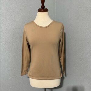 Unique Lingerie Tan Long Sleeves Round Neck Thermo Winter Shirt Size S